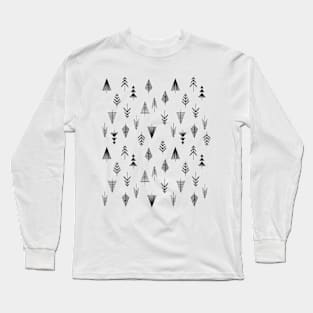 Black and White Winter Forest, abstract pattern Long Sleeve T-Shirt